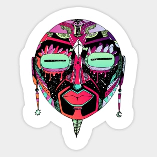 Blue Red Blend African Mask 2 Sticker